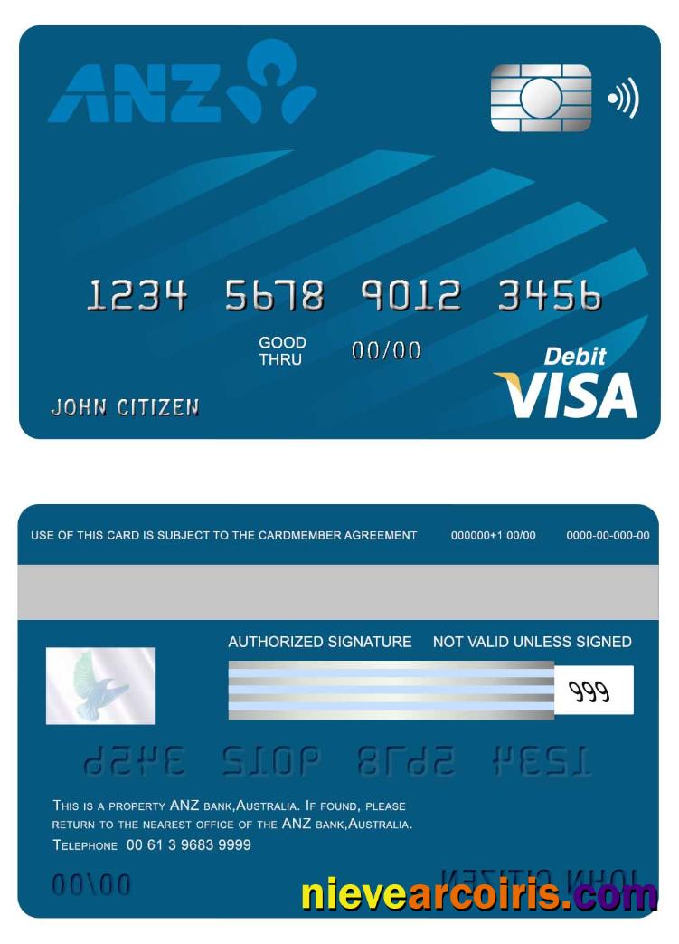 Australia ANZ bank visa card